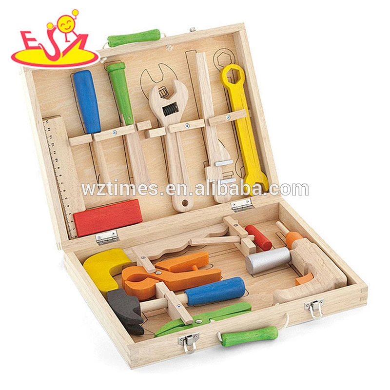 Venta al por mayor de bricolaje niños niños caja de herramientas de madera de juguete más popular bebé caja de herramientas de madera juguete W03D018