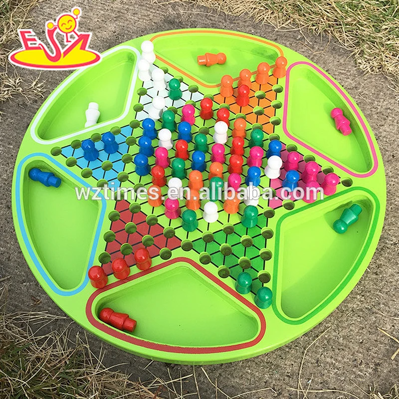 Wholesale high quality wooden hexagonal chess board game toy for children W11A045
