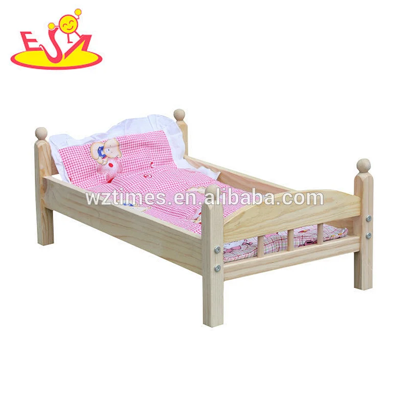 Neues Design Puppenhaus Zubehör aus Holz Baby Doll Bett W06B059