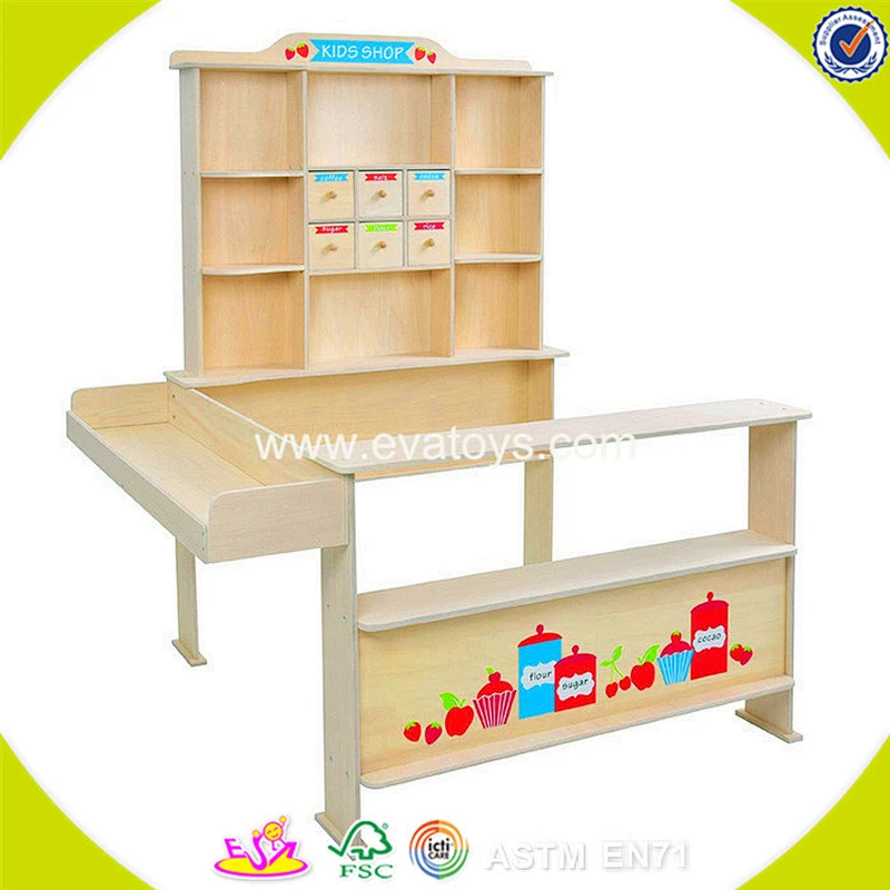 wholesale educational wooden kids supermarket toy for role play W10A055