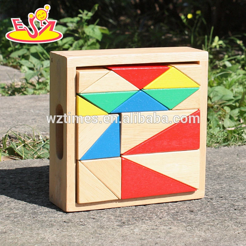 2018 New design 18 pieces kids wooden building blocks toys for education W13A115