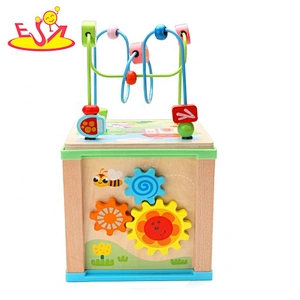 New design educational wooden activity cube for kids W11B239