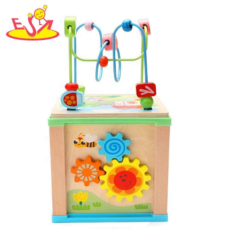 New design educational wooden activity cube for kids W11B239
