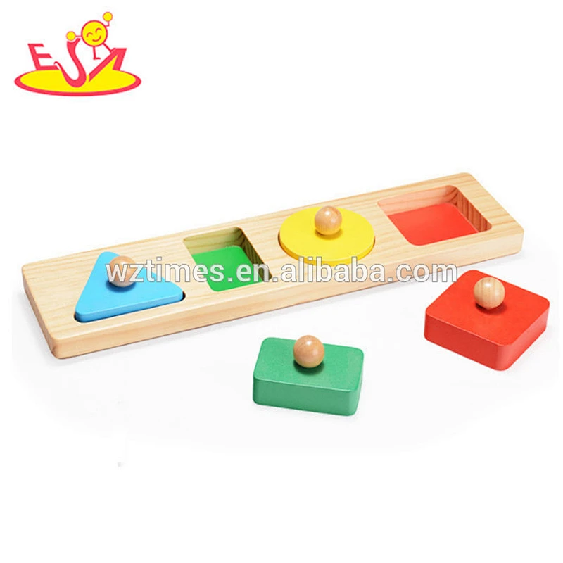 Wholesale educational shapes and colors learning toy wooden shape blocks toy for baby W14M138