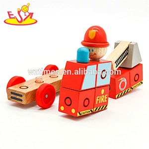 Wholesale red creative mini wooden cart toy bring fun for toddler W04A348