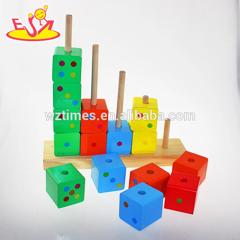 Wholesale lovely funny wooden cartoon stacking blocks toy interesting cartoon stacking toy W13D066