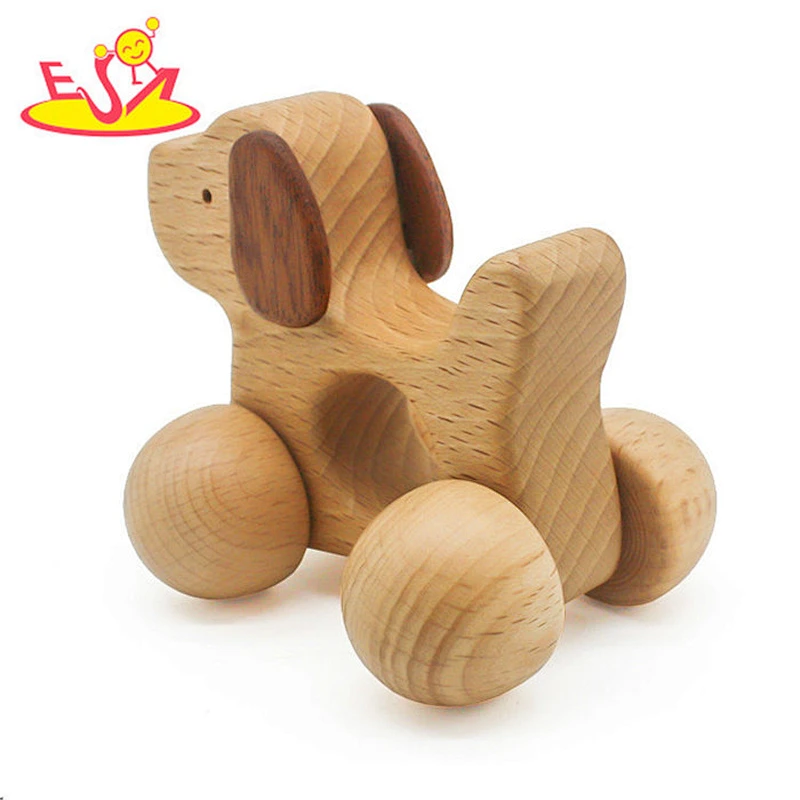 2018 wholesale baby wooden animal toy car hottest children's wooden animal toy car W04A235