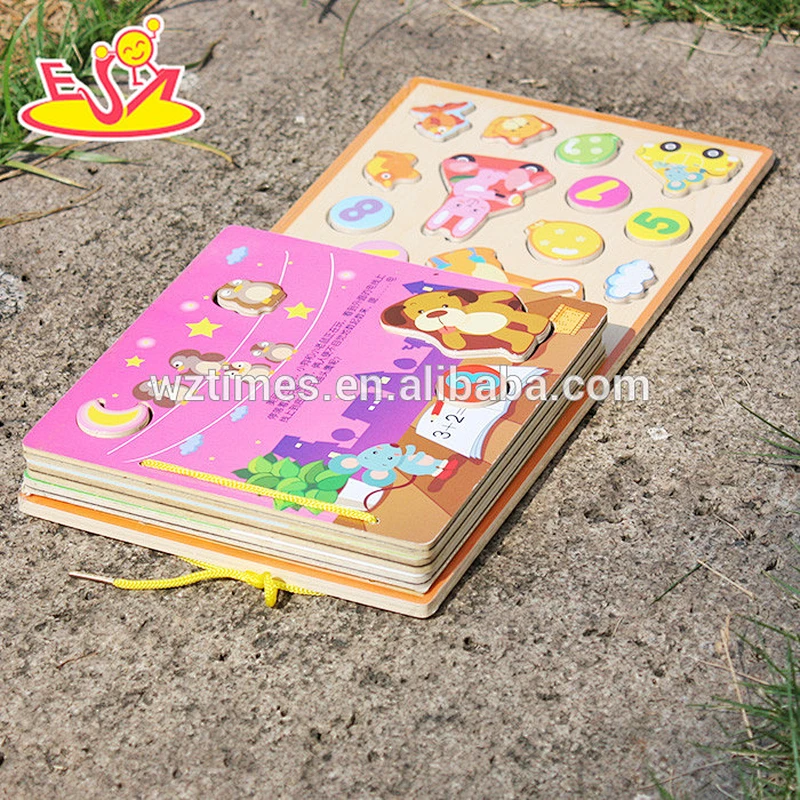 2018 wholesale baby wooden jigsaw puzzle book fashion kids wooden jigsaw puzzle book child wooden jigsaw puzzle book W14H002
