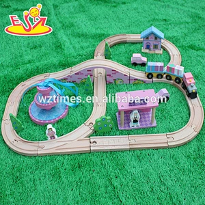 wholesale kids railway wooden train set for sale W04C065