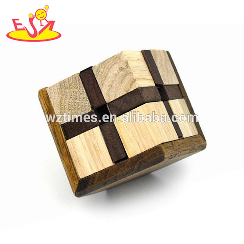 Wholesale big discount wooden diy toy unlock building blocks for toddlers W11C053