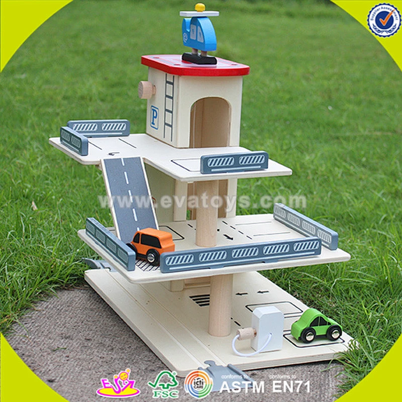 wholesale kids wooden parking lot fashion children wooden parking lot high quality baby wooden parking lot W04B023