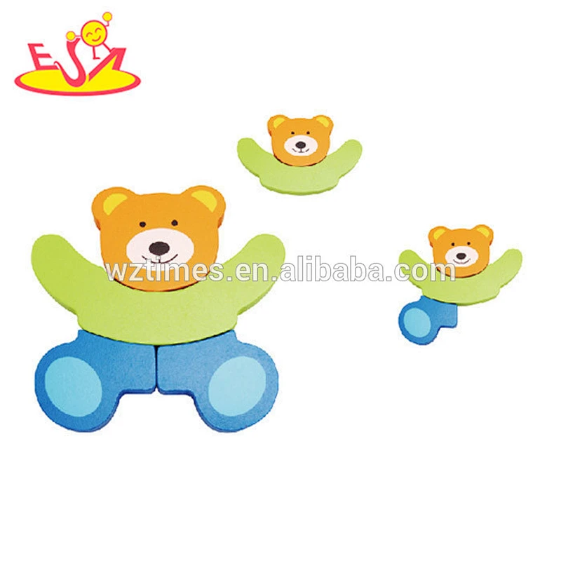 Wholesale brand new cartoon pattern wooden puzzle toy jigsaw for preschool W14F052
