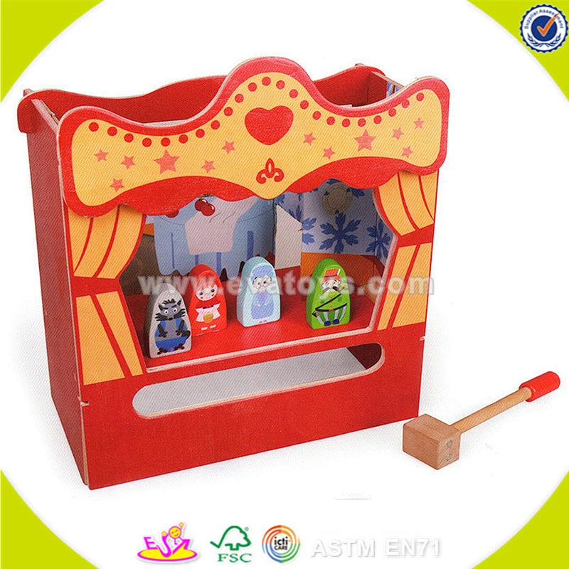wholesale red wooden theatre toy,beautiful wooden knock toy theatre toy,great children wooden theatre toy W10D102