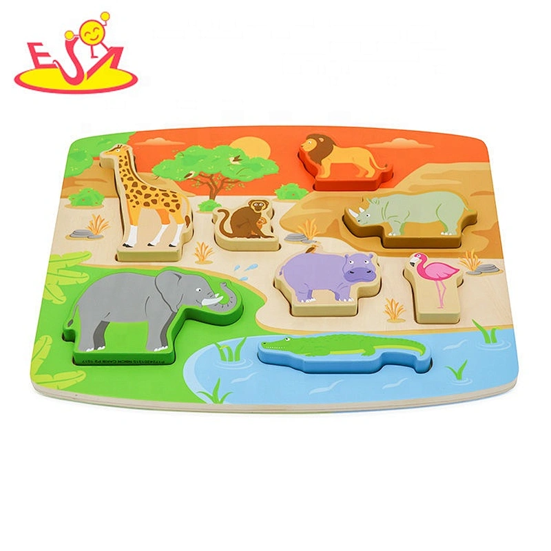 2019 Top fashion educational 3d wooden animal puzzles for kids W14D091