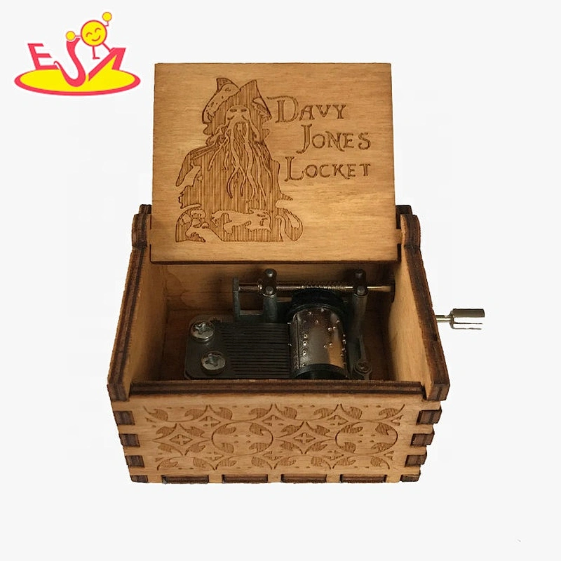 classical old style wooden mechanical music box for gifts W07B074