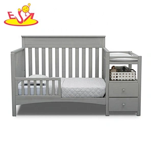 high quality grey wooden newborn crib for wholesale W08E029C