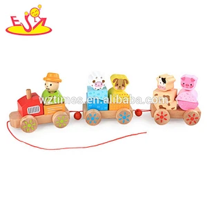 Wholesale best wooden pull blocks train toy for children W05C086