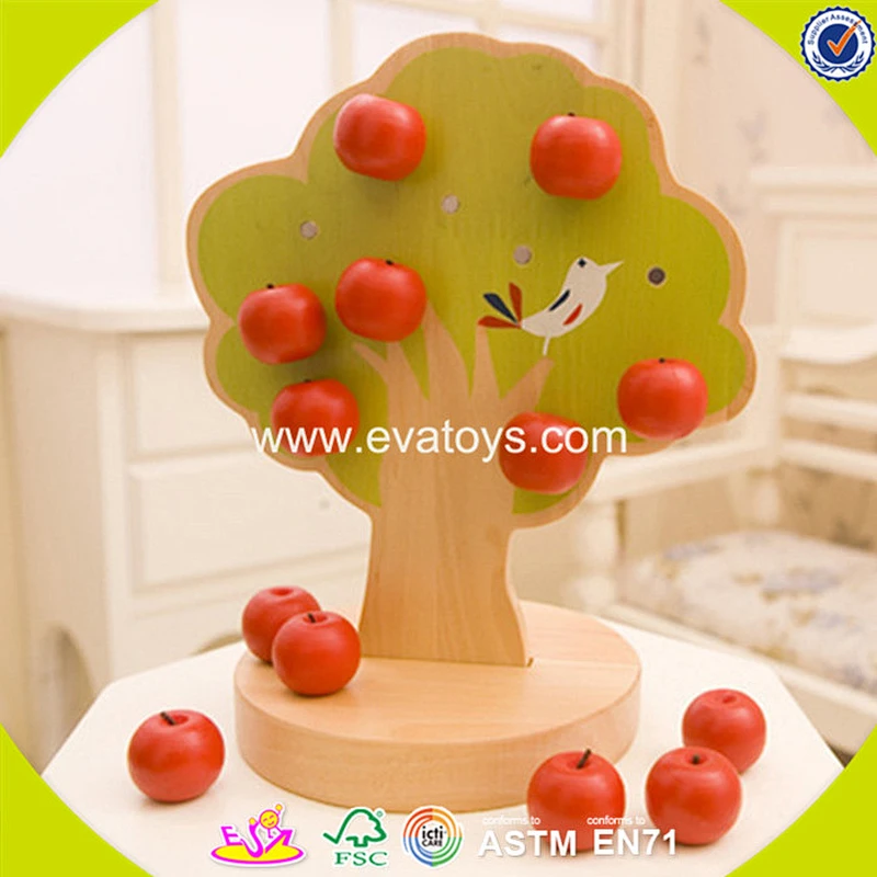2018 wholesale apple tree wooden magnetic toy for kids W01A091