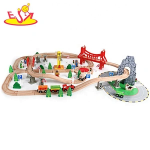 Promotion educational 100PC wooden train set for children W04C174