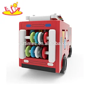 2018 Wholesale intersteing kids educational toys wooden fire trucks for sale W12D093