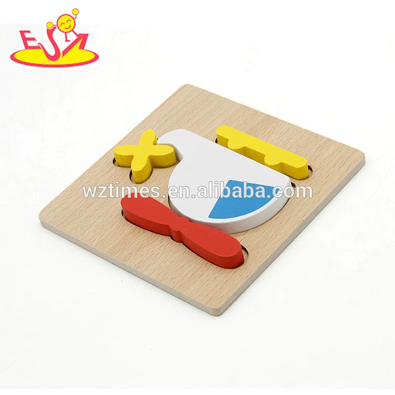 2018 Amazon top seller cheap jigsaw puzzle design toys wooden little wooden puzzles for kids W14D050