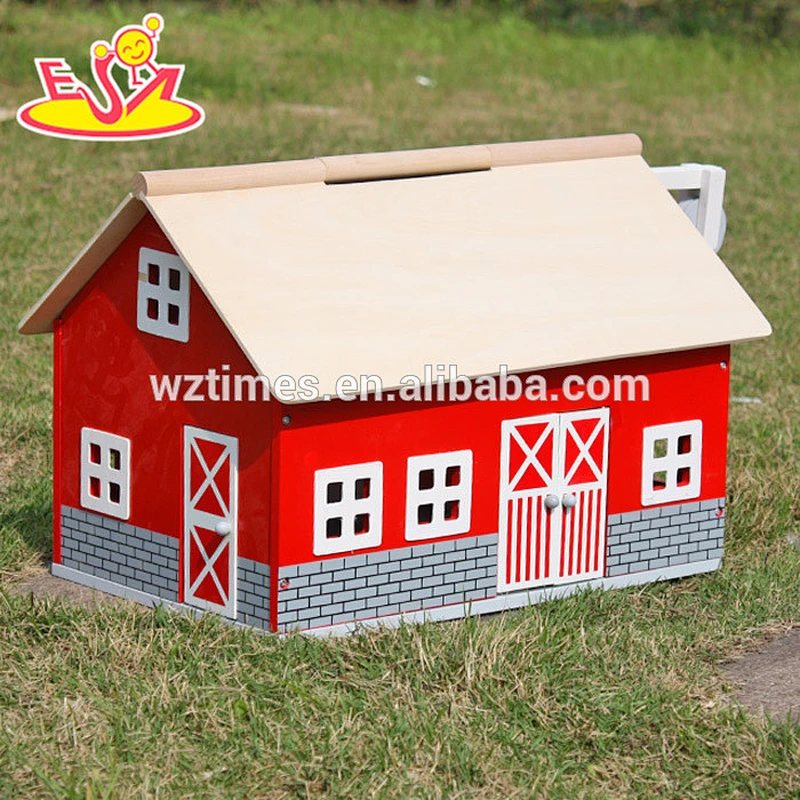 Wholesale beautiful style pretend toy kids small wooden dollhouse toy bring fun W06A105