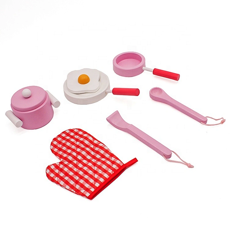 wholesale kids wooden toy pots and pans for pretend play W10B084