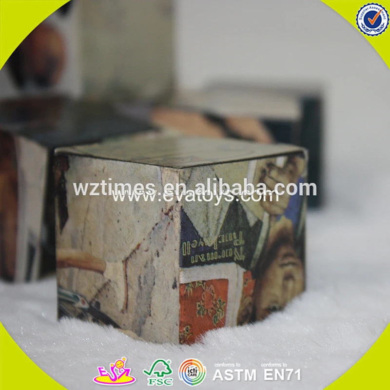 Wholesale baby wooden puzzle cube game for education W14F055
