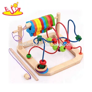 Wholesale best quality kids wooden beads cube toy for sale W11B165
