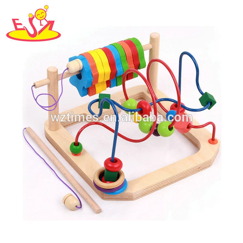 Wholesale best quality kids wooden beads cube toy for sale W11B165