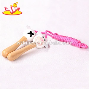 Wholesale lovely pink skipping rope with wooden handle for children W01A121