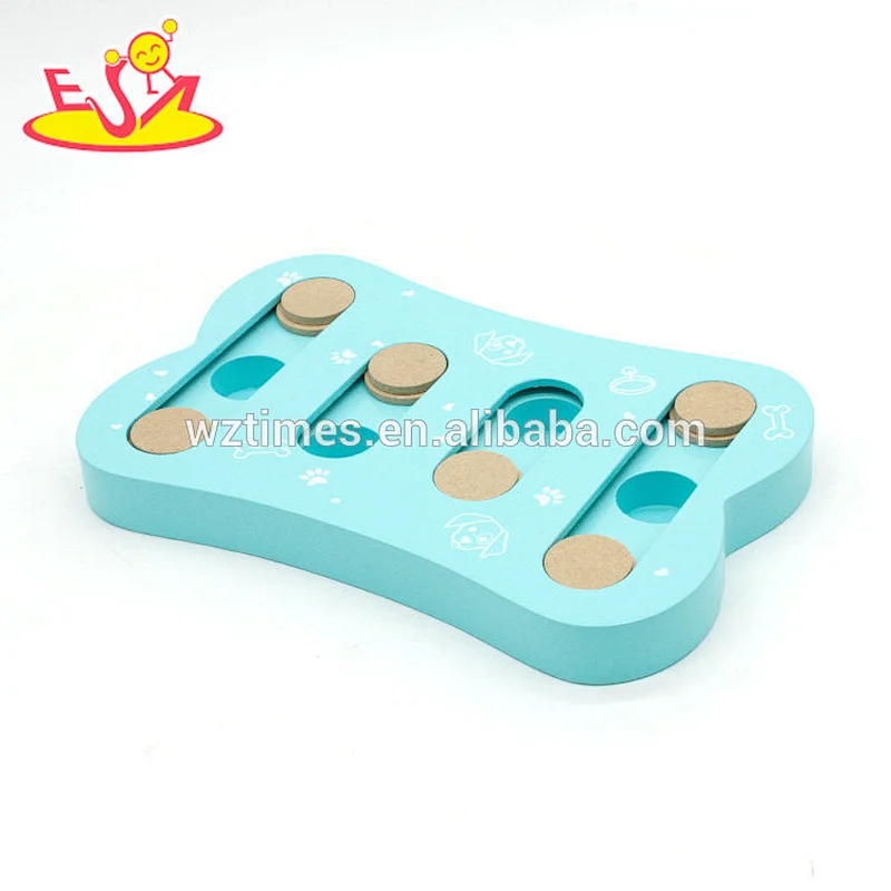 2018 Amazon top seller mini educational pets toys wooden puppy puzzle toys for sale W06F084 blue