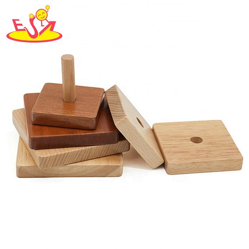 2019 High quality funny wooden baby stacking blocks for preschoolers W13D217