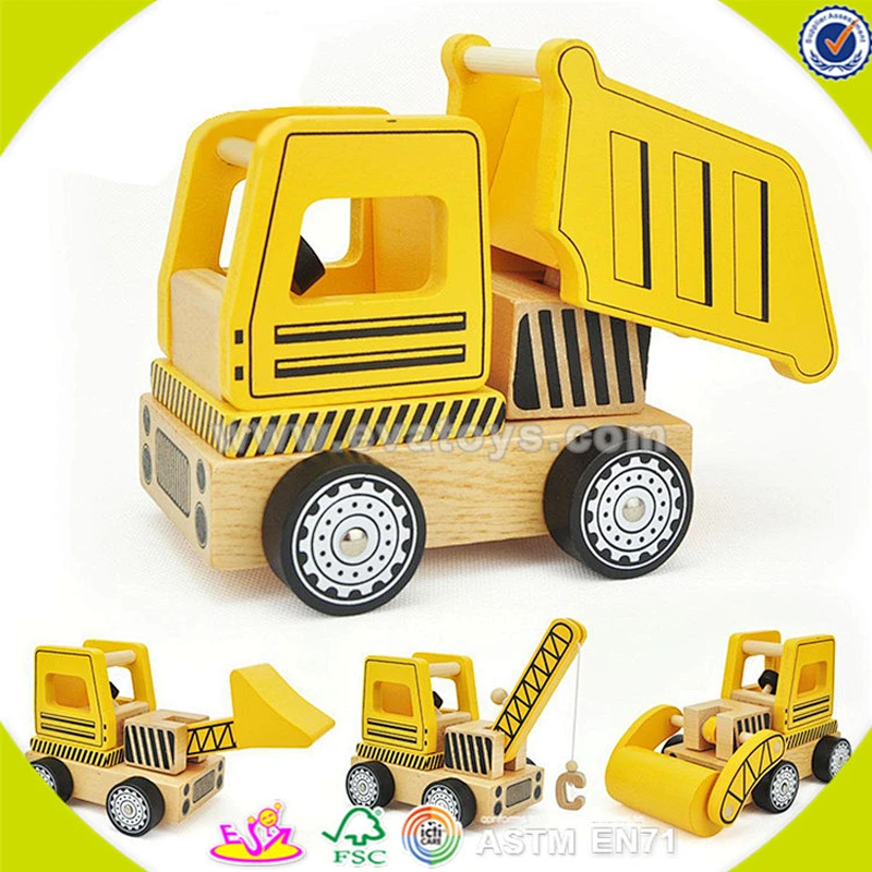 wholesale pretty wooden track car toy funny yellow wooden truck car toy wonderful toddler wooden track car toy W04A149