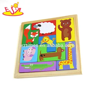 2018 Wholesale wooden shape-recognition puzzle kids animals jigsaw puzzle with best price W14A184