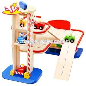 wholesale cheap funny wooden toy car garage for toddlers W04C001