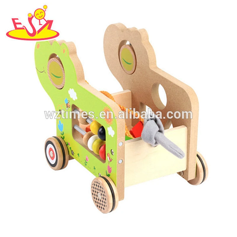 Reizendes multifunktionales hölzernes Tierentwurfsdruckstoßspielzeug für Baby W05B166
