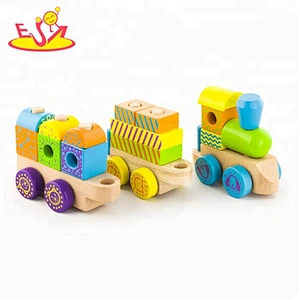 Wholesale funny assemble wooden blocks train toy for kids W05B059