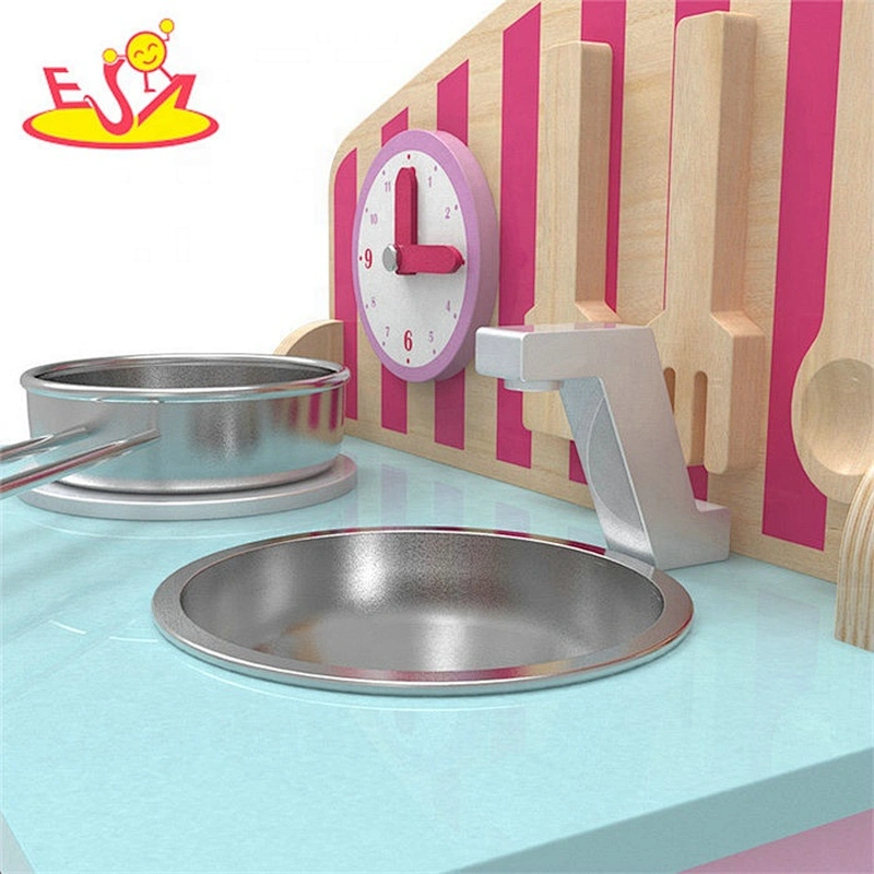 2019 New design pink small wooden role play kitchen for girls W10C427