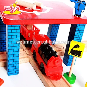 55 pieces Classic railway play set toy wooden train track for kids W04C056