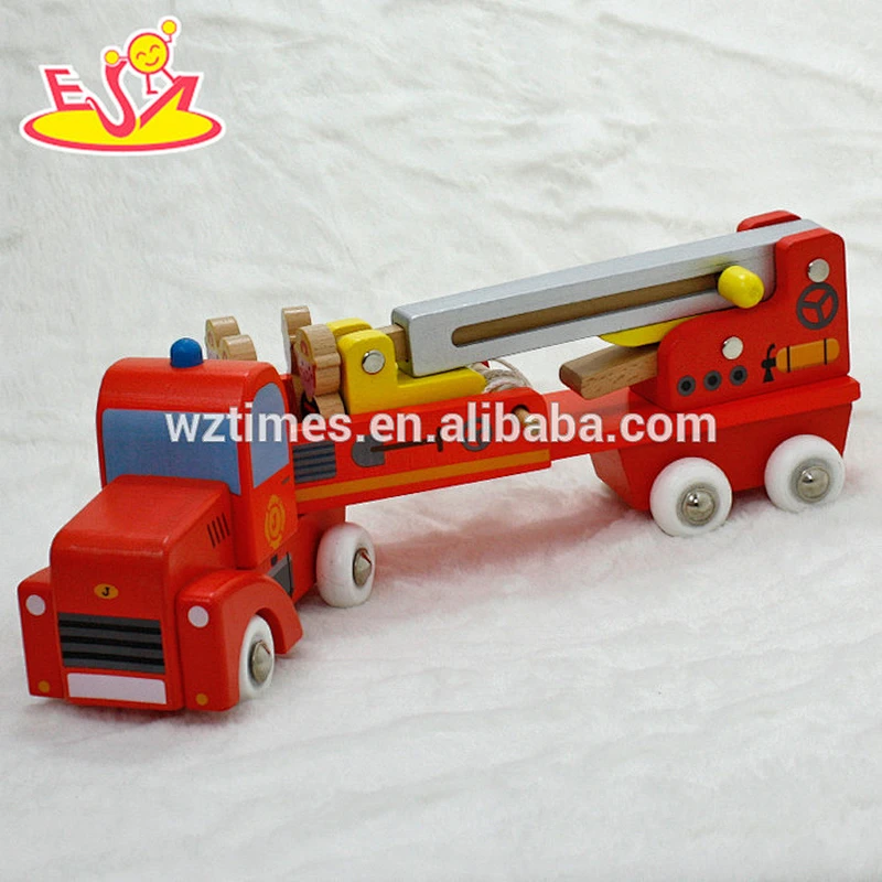 wholesale new design children wooden fire pumper for sale W04A184