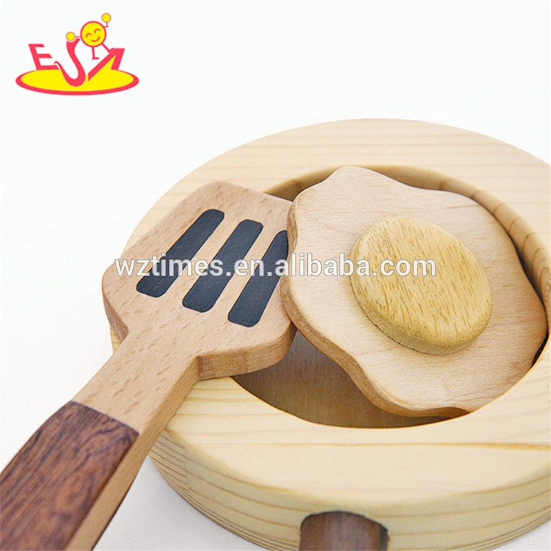 2018 wholesale baby new wooden play pots and pans funny kids play pots and pans best natural wooden play pots and pans W10B179