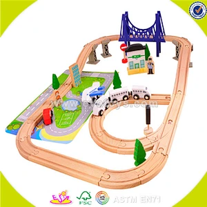 Wholesale high quality wooden desktop train track toy funny wooden desktop train track toy W04C006