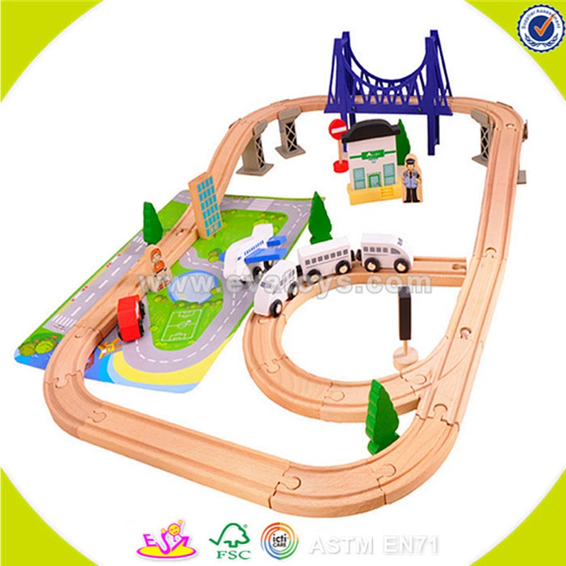 Wholesale high quality wooden desktop train track toy funny wooden desktop train track toy W04C006