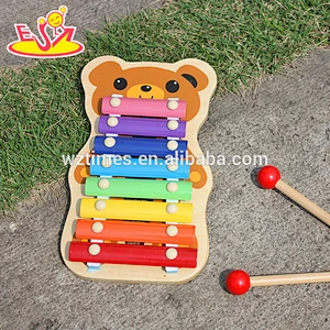 Wholesale colorful bear shape wooden xylophone sound toy 8 notes xylophone sound toy for baby W07C036