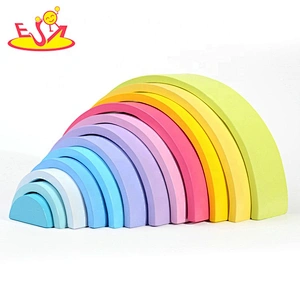 2019 High quality colorful wooden rainbow building blocks for kids W13D231