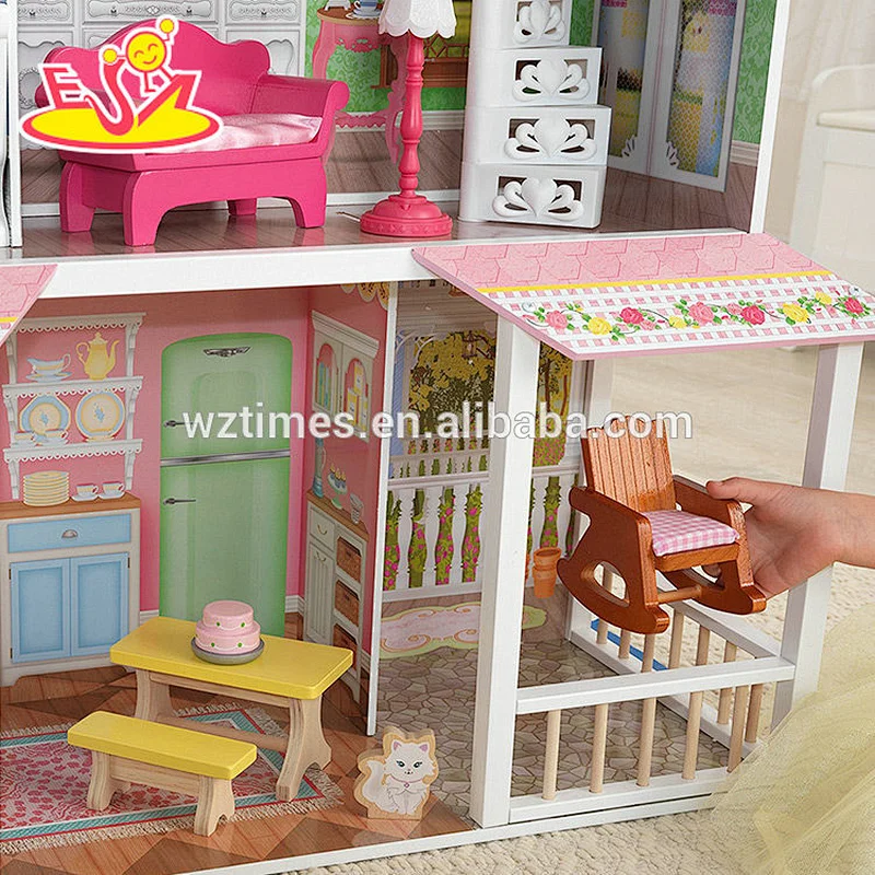 Wholesale fashion wooden dream castle dollhouse toy for girls W06A267