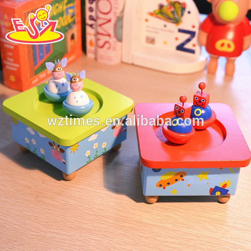 Wholesale colorful dancing box carousel wooden music box movements for decoration W07B025