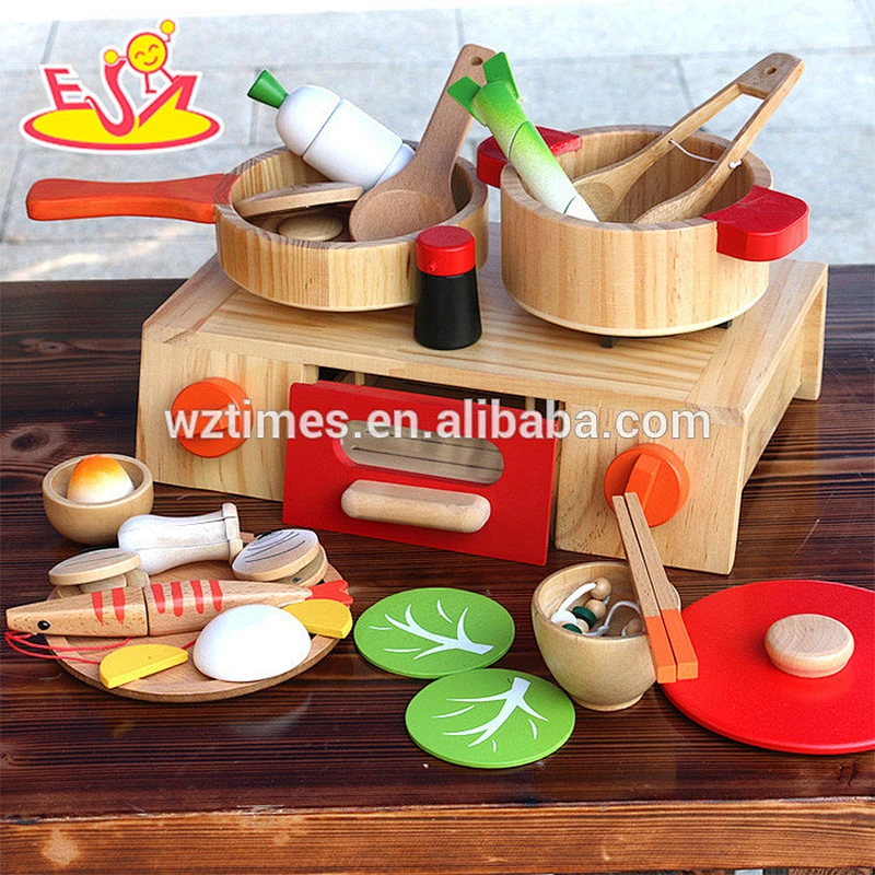 wholesale best sale children role play wooden kitchen toy set for sale W10D112