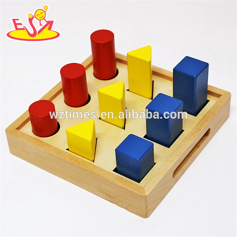 2018 New design toddlers geometry blocks wooden toddler montessori materials W12F011